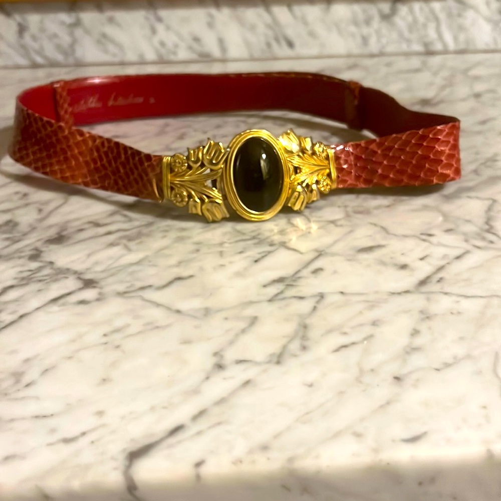 Judith Lieber belt red snake skin